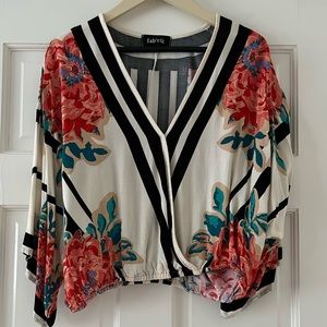 Fab’rik floral faux wrap blouse small